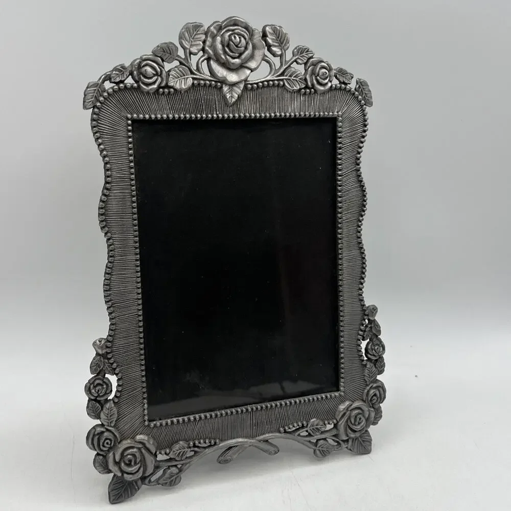 Victoria's Secret Silver Pewter Rose Floral 5x7